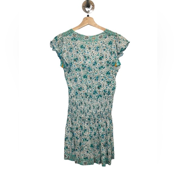 Poupette St. Barth Rachel Floral Flutter Sleeve Tassel Tie Shoulder Mini Dress - Picture 4 of 8